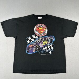 Vtg 1999 Superman Jeff Gordon Racing T Shirt Men's 2XL Black Double Sided NASCAR